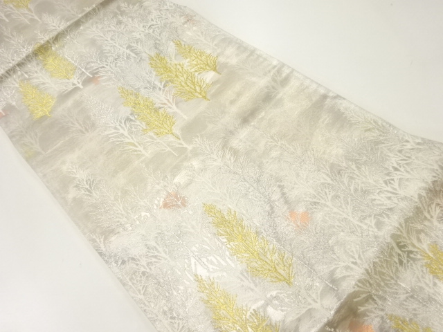 アンティーク　樹木模様織出し袋帯（材料）